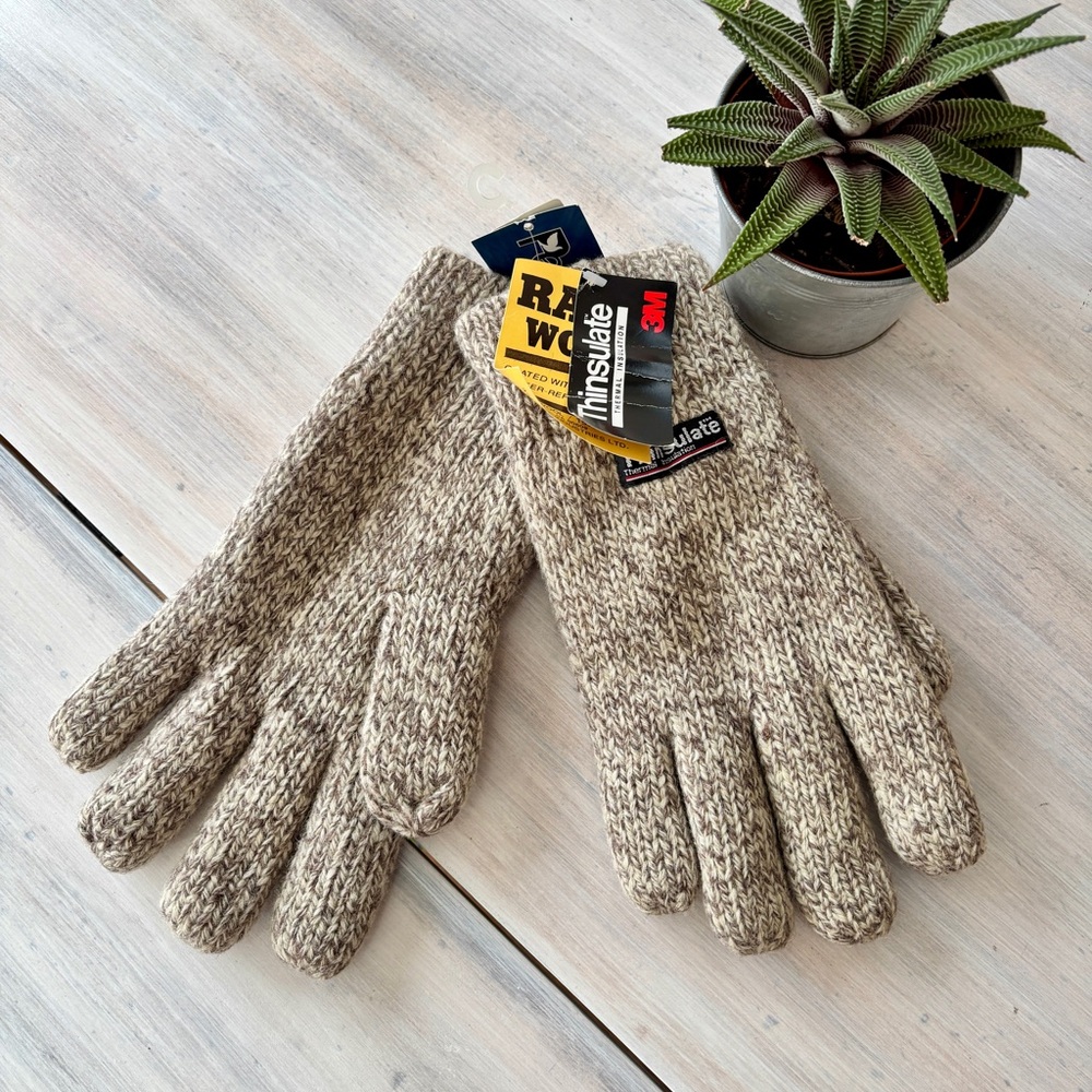 NWT 3M Thinsulate Beige Grey Wool Men's Gloves. NEW ❤️